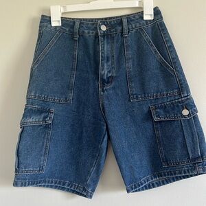 Women’s Denim Cargo Short- Washed Blue